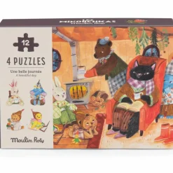 Sale 4 mini puzzles des repas Les Minouchkas (4x12 pièces) Puzzle
