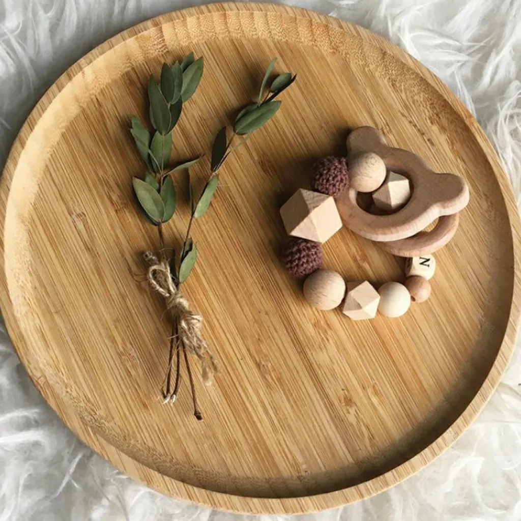 New Anneau de dentition en bois Ours chocolat et vanille (personnalisable) Jouet / Anneau De Dentition