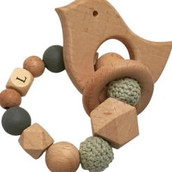 Online Anneau de dentition en bois Oiseau mint et ardoise (personnalisable) Jouet / Anneau De Dentition