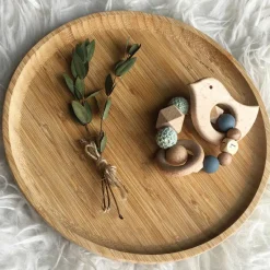 Online Anneau de dentition en bois Oiseau mint et ardoise (personnalisable) Jouet / Anneau De Dentition