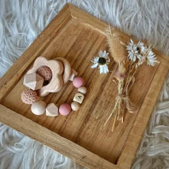 Hot Anneau de dentition fleur sable et vieux rose (personnalisable) Jouet / Anneau De Dentition