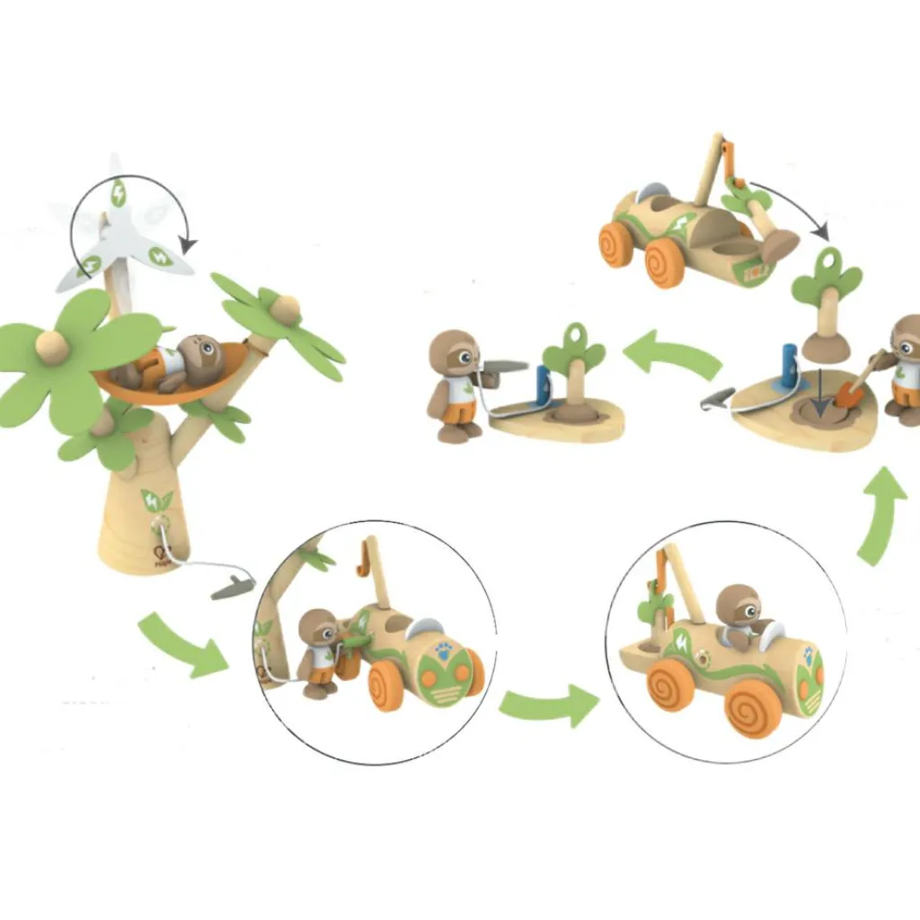 Discount Arbre éolienne et voiture électrique Maison De Poupée Et Univers De Jeu