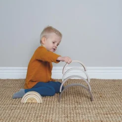 Discount Arc en ciel en bois à empiler Jouet À Empiler