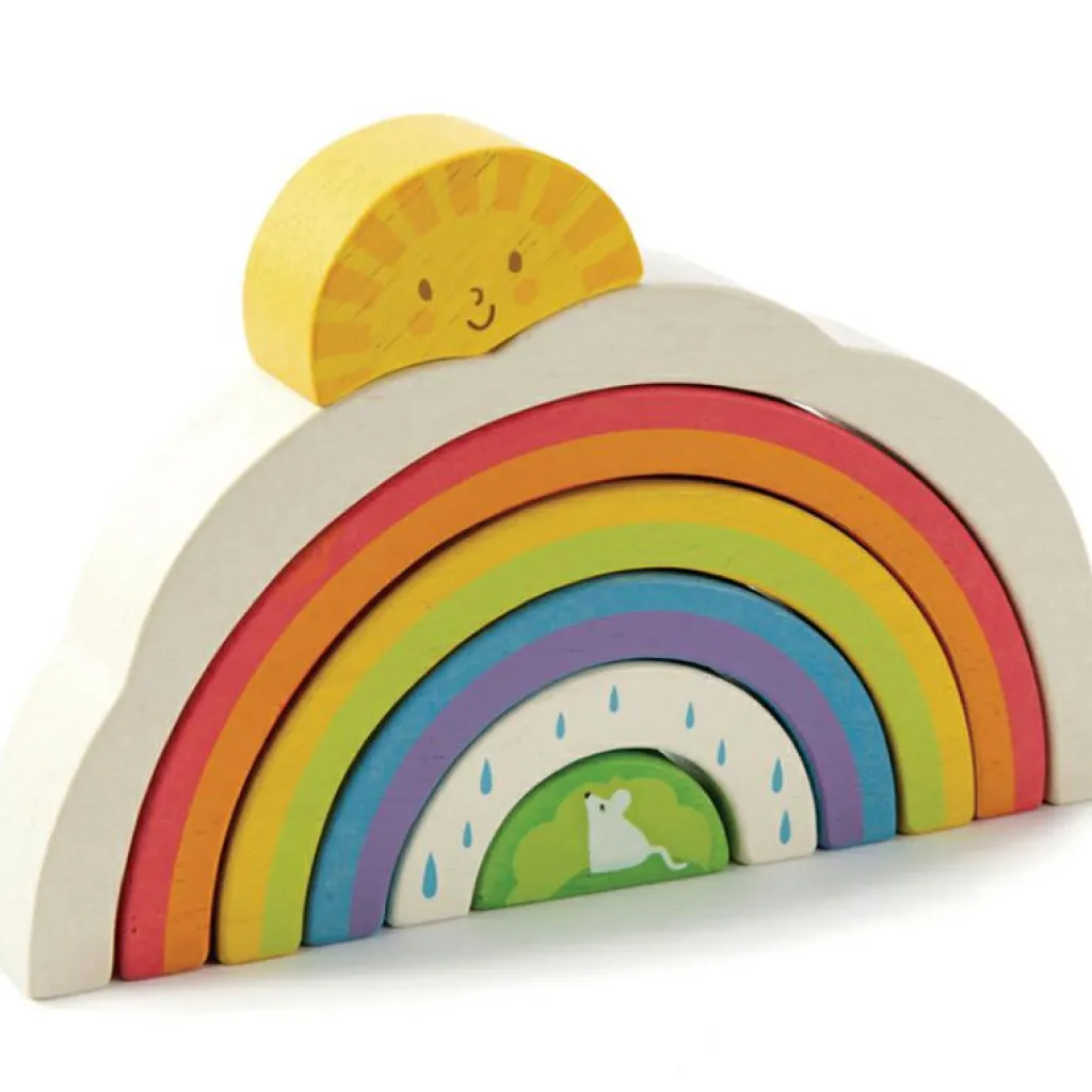 New Arc-en-ciel à empiler en bois Jouet À Empiler