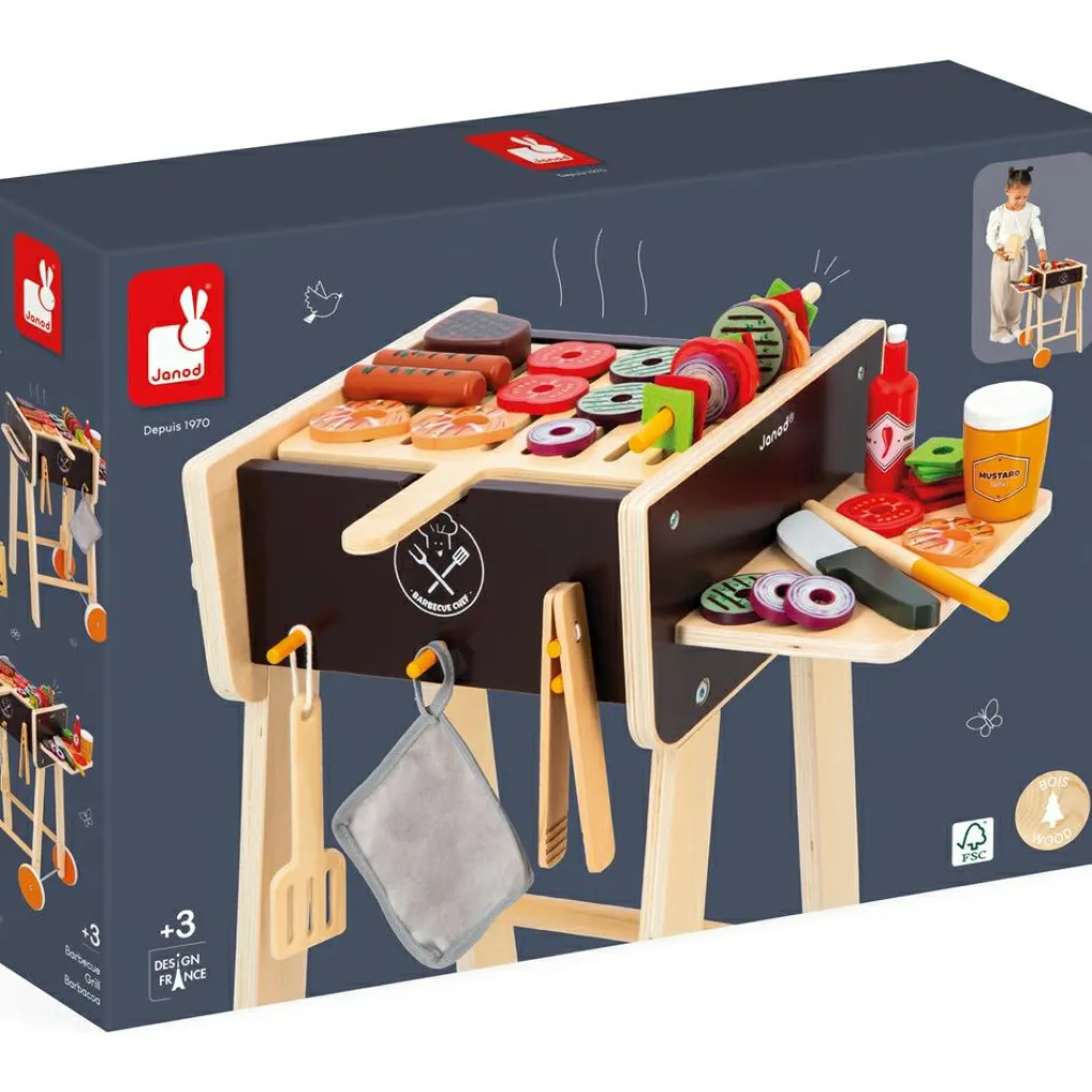 New Barbecue en bois (55 pièces) Enfant Cuisine Enfant