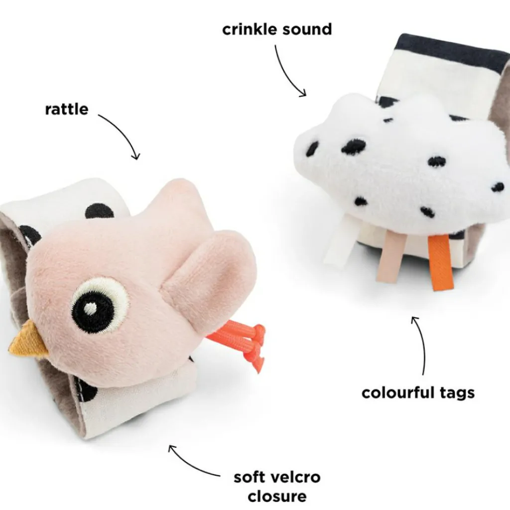 Discount Bracelet hochet lot de 2 Happy clouds Rose Hochet