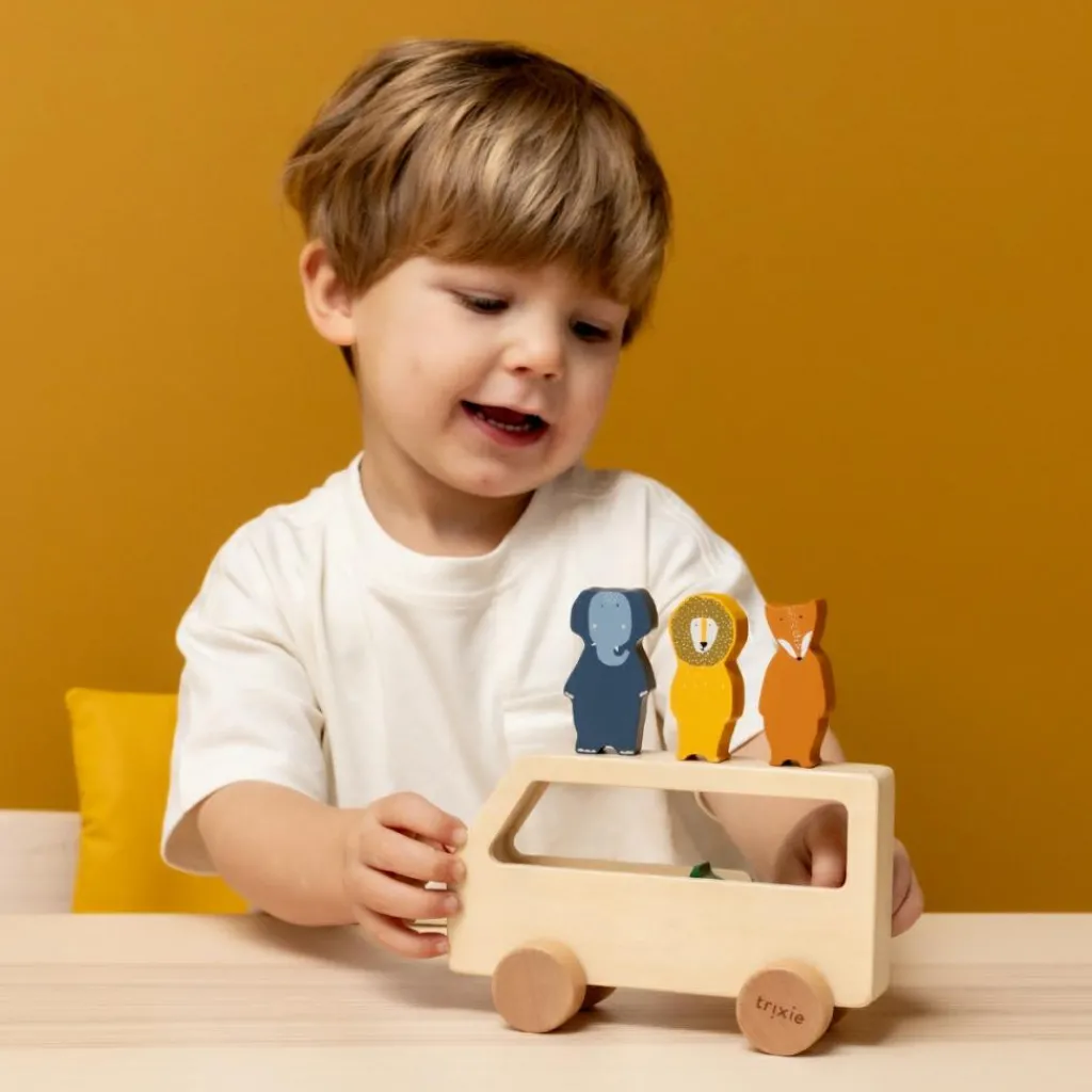 Outlet Bus en bois Animaux Jouet À Tirer / Pousser