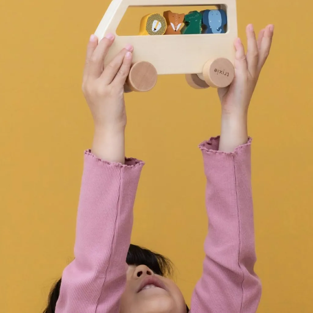 Outlet Bus en bois Animaux Jouet À Tirer / Pousser