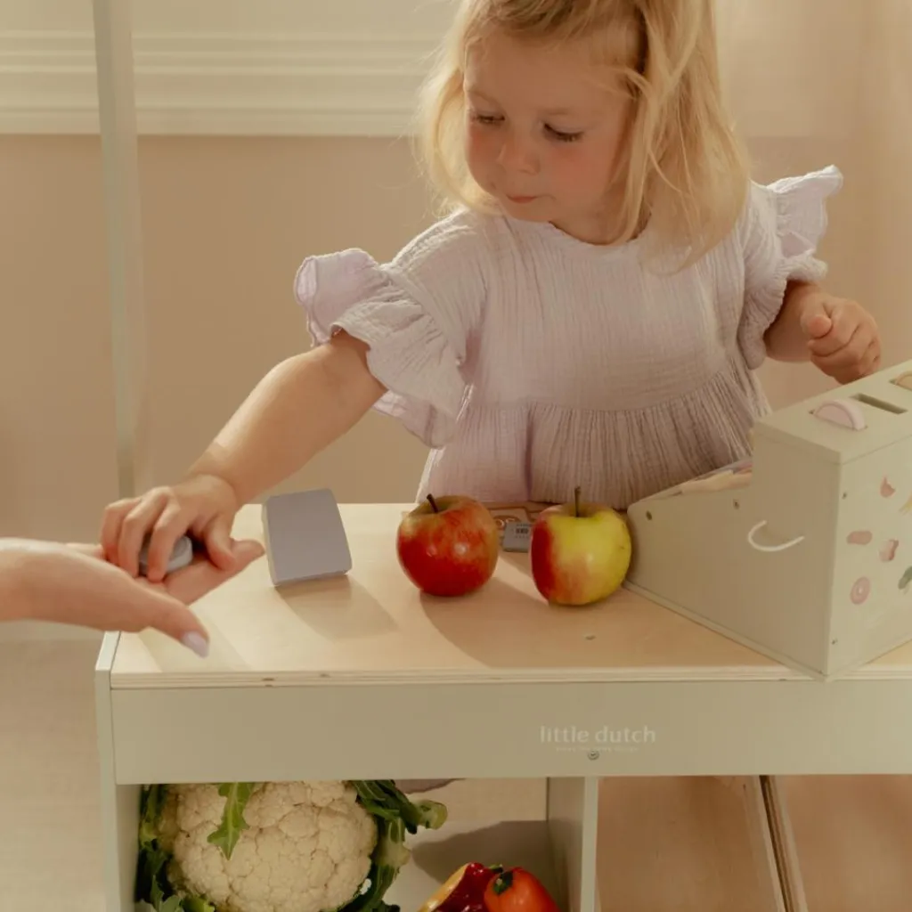 New Caisse enregistreuse en bois FSC Dînette Et Aliments Factices