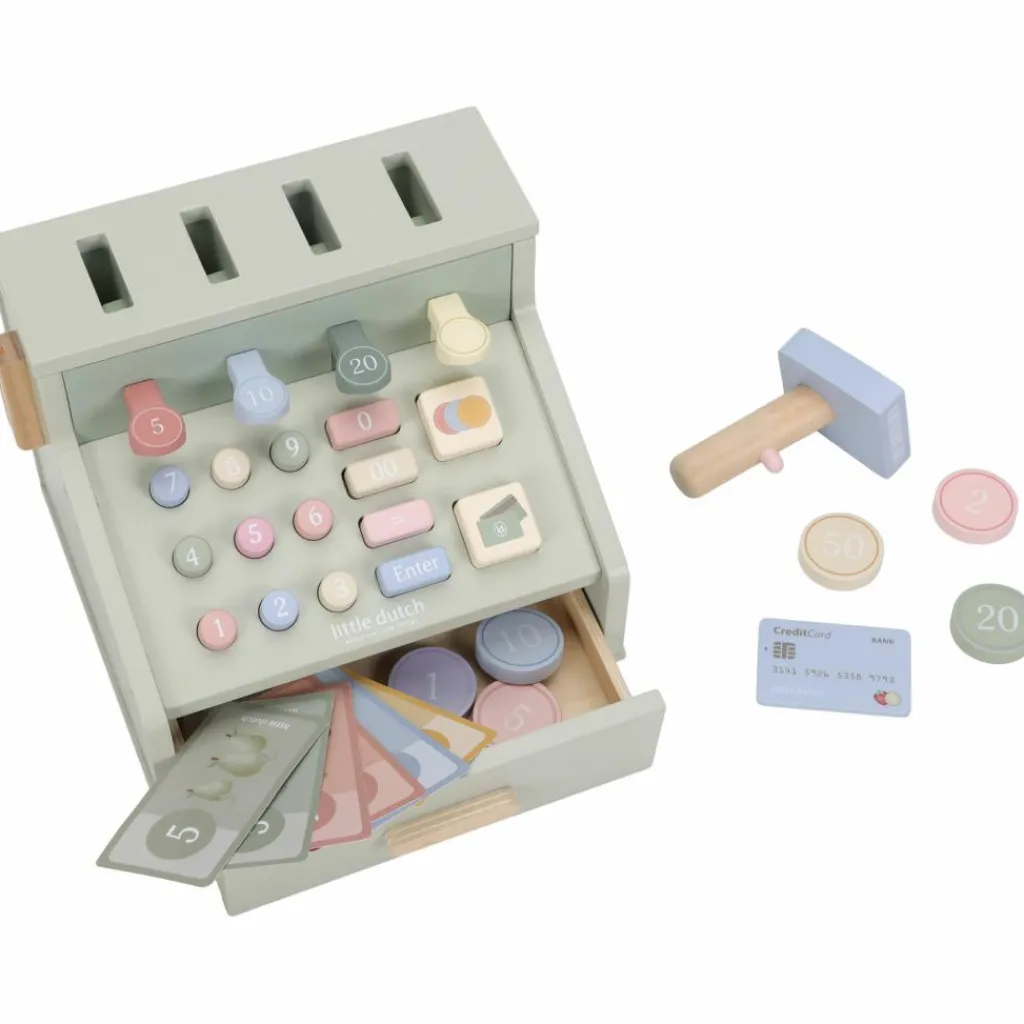 New Caisse enregistreuse en bois FSC Dînette Et Aliments Factices