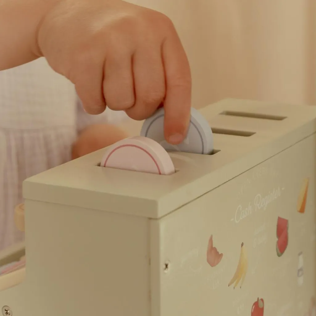 New Caisse enregistreuse en bois FSC Dînette Et Aliments Factices