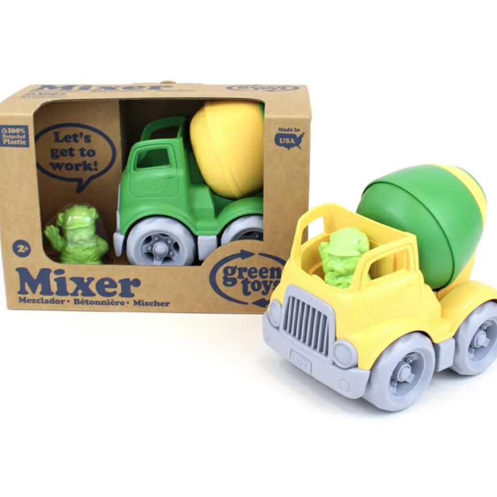 Camion de construction mélangeur vert et jaune Petites Voitures, Véhicules Et Circuits