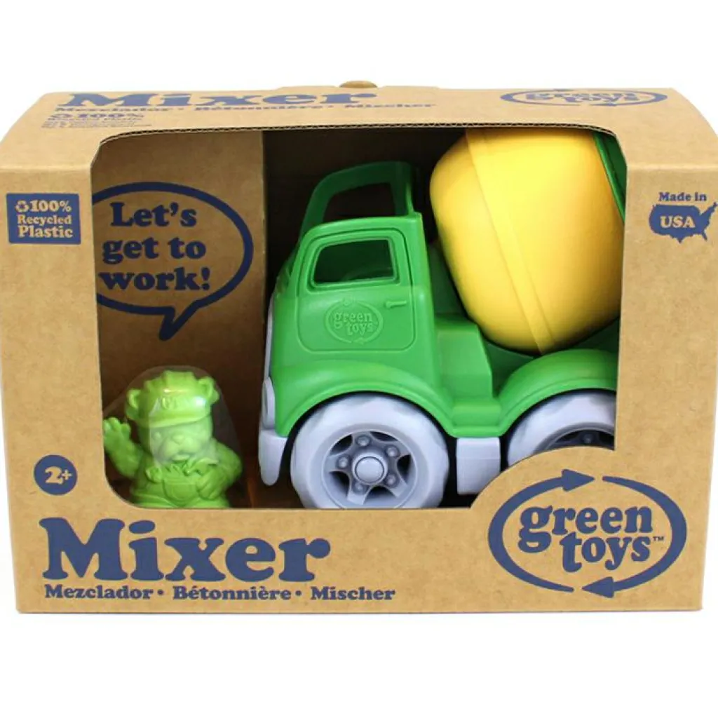 Camion de construction mélangeur vert et jaune Petites Voitures, Véhicules Et Circuits