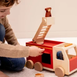 Discount Camion de pompier en bois All animals - Reconditionné Petites Voitures, Véhicules Et Circuits