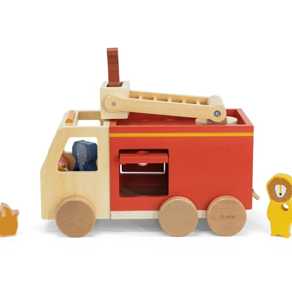 Discount Camion de pompier en bois All animals - Reconditionné Petites Voitures, Véhicules Et Circuits