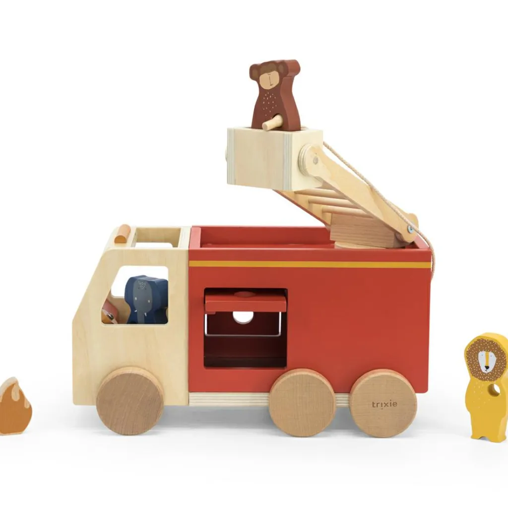 Discount Camion de pompier en bois All animals - Reconditionné Petites Voitures, Véhicules Et Circuits