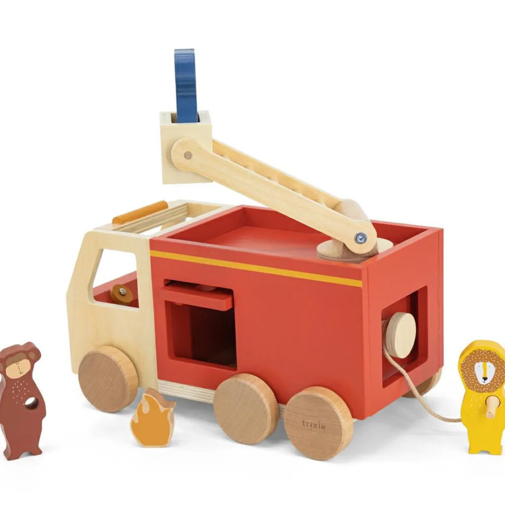 Discount Camion de pompier en bois All animals - Reconditionné Petites Voitures, Véhicules Et Circuits