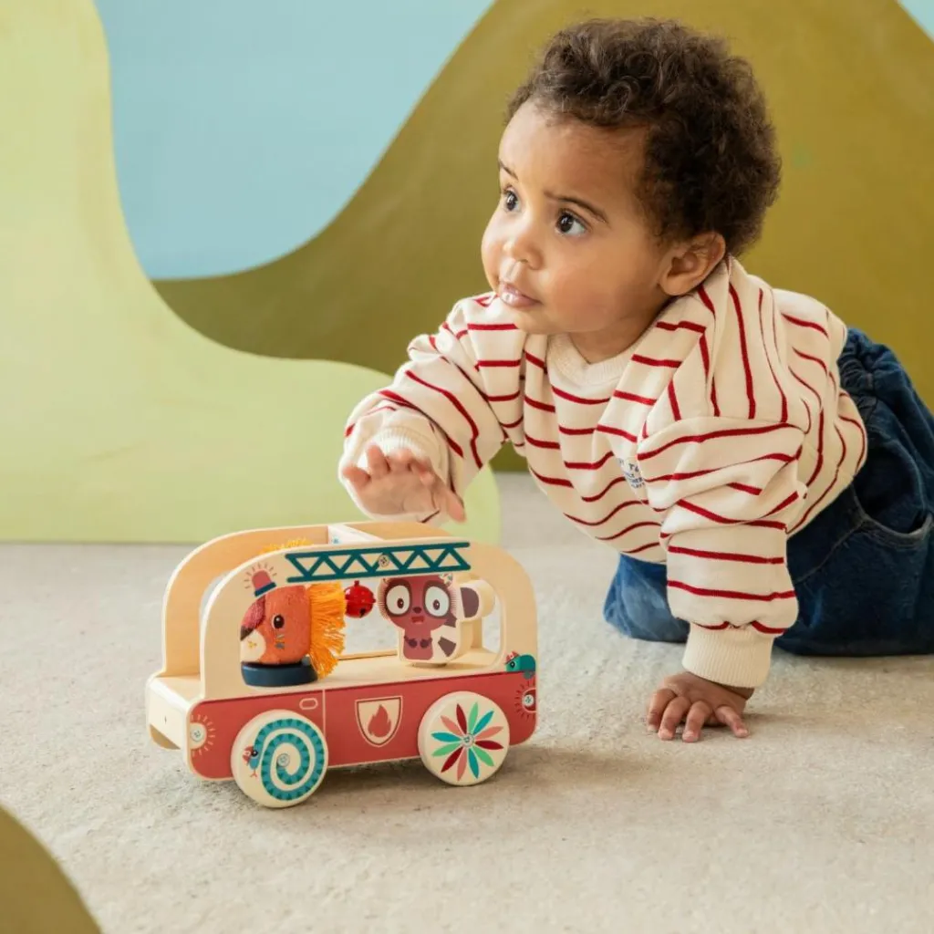 Sale Camion de pompier en bois Jack Jouet À Tirer / Pousser