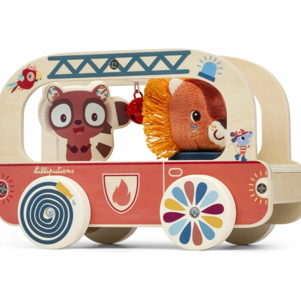 Sale Camion de pompier en bois Jack Jouet À Tirer / Pousser