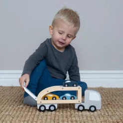 Camion remorque pour voitures en bois Petites Voitures, Véhicules Et Circuits