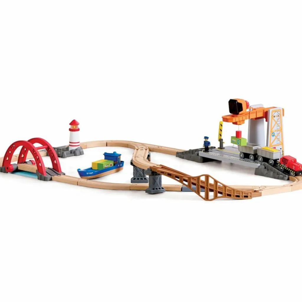 New Circuit de train de cargaison avec port maritime Petites Voitures, Véhicules Et Circuits