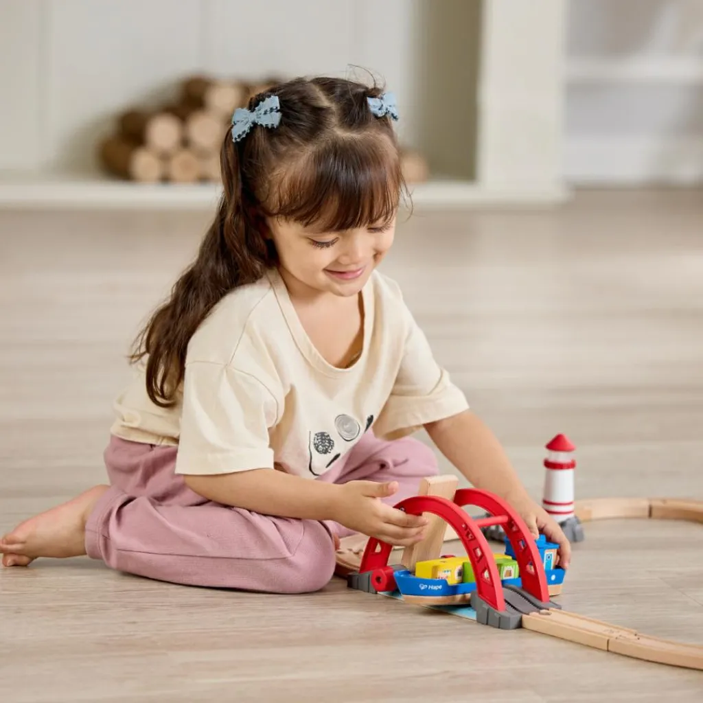 New Circuit de train de cargaison avec port maritime Petites Voitures, Véhicules Et Circuits