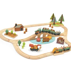 Circuit train en bois Pins sauvages (30 pièces) Petites Voitures, Véhicules Et Circuits