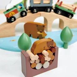 Circuit train en bois Pins sauvages (30 pièces) Petites Voitures, Véhicules Et Circuits