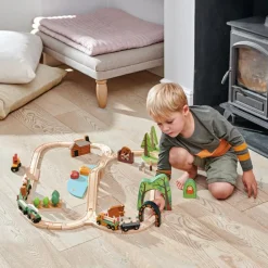 Circuit train en bois Pins sauvages (30 pièces) Petites Voitures, Véhicules Et Circuits