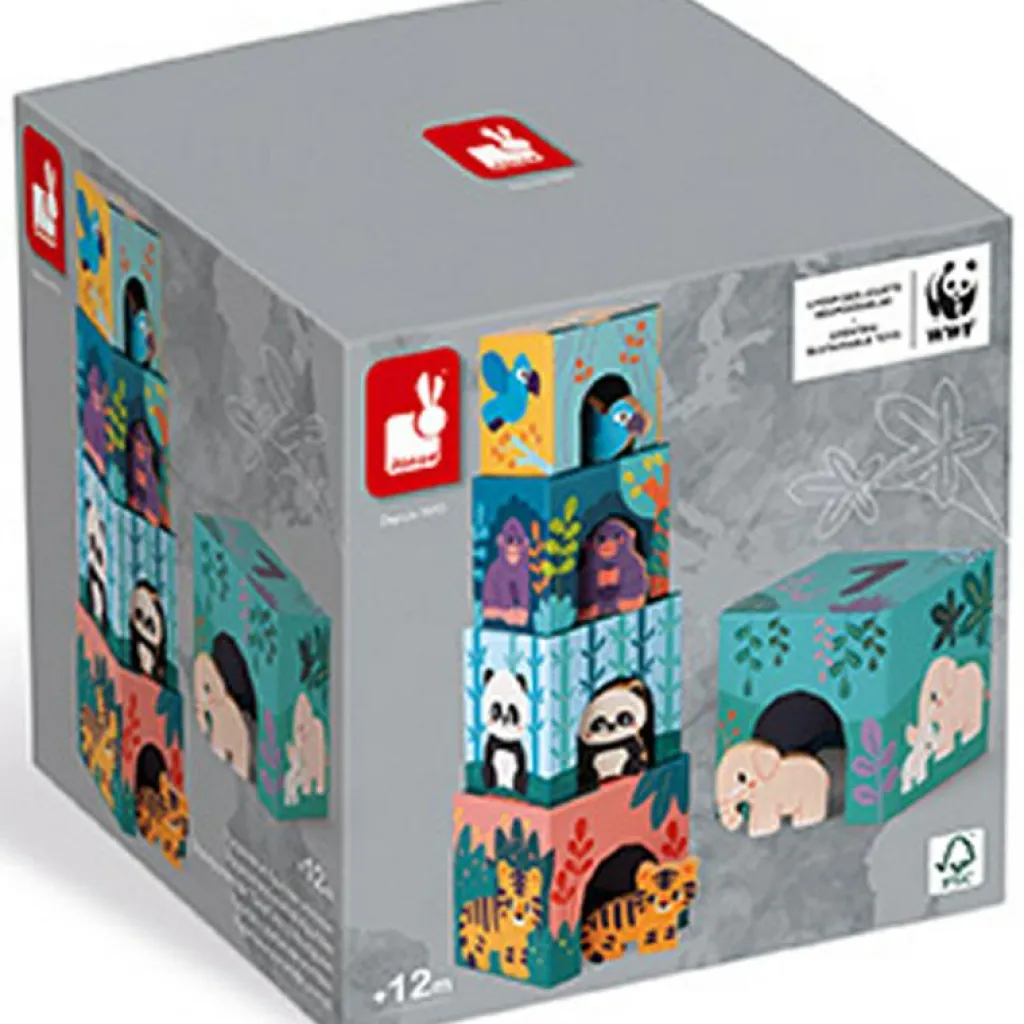 Outlet Cubes à empiler avec figurines Animaux WWF (5 cubes) Jouet À Empiler