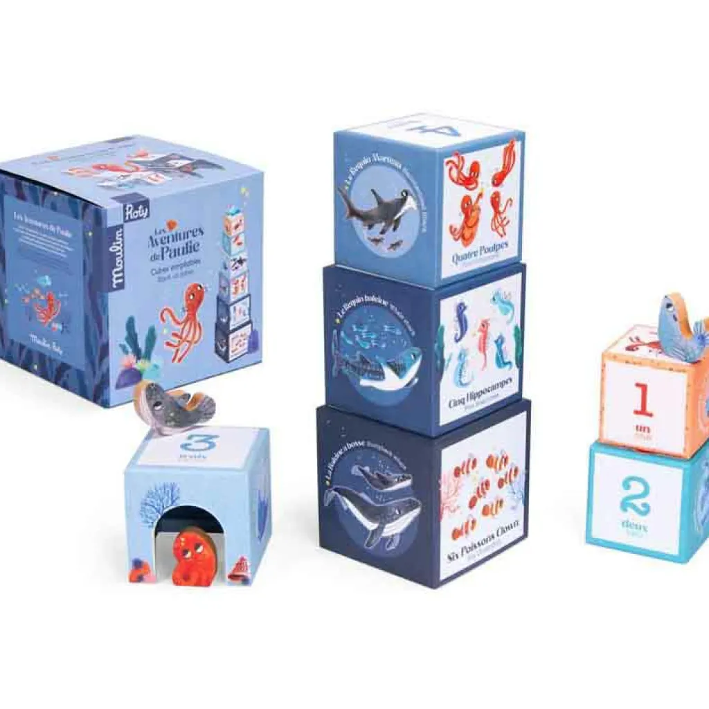Outlet Cubes empilables + personnages Les aventures de Paulie (6 cubes) Jouet À Empiler