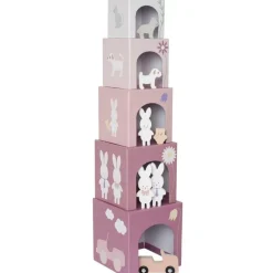 Cubes empilables en bois lapin (5 cubes) Jouet À Empiler