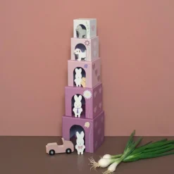 Cubes empilables en bois lapin (5 cubes) Jouet À Empiler