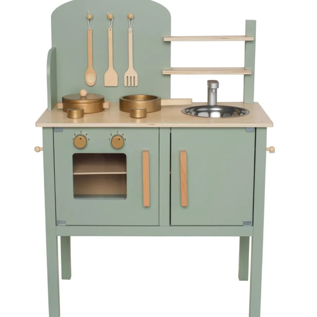 New Cuisinière en bois Verte Enfant Cuisine Enfant