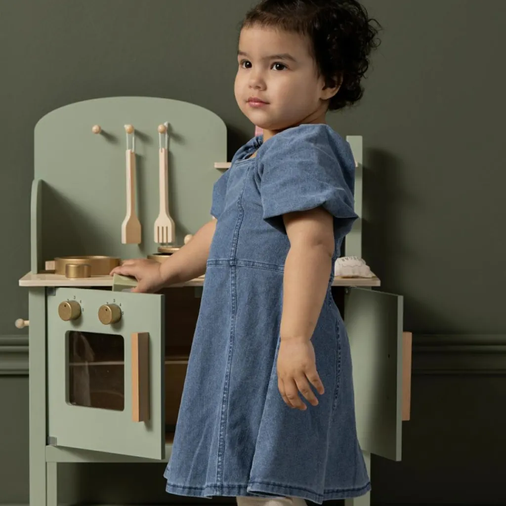 New Cuisinière en bois Verte Enfant Cuisine Enfant