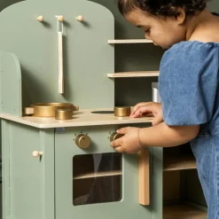 New Cuisinière en bois Verte Enfant Cuisine Enfant