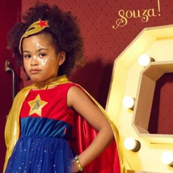 Hot Déguisement Super Hero girl robe+cape (8-10 ans) Enfant Déguisement Enfant