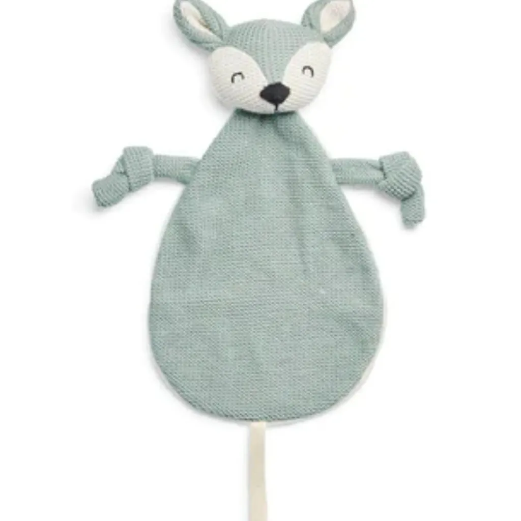 Online Doudou attache sucette biche en tricot vert cendre Doudou Attache Sucette