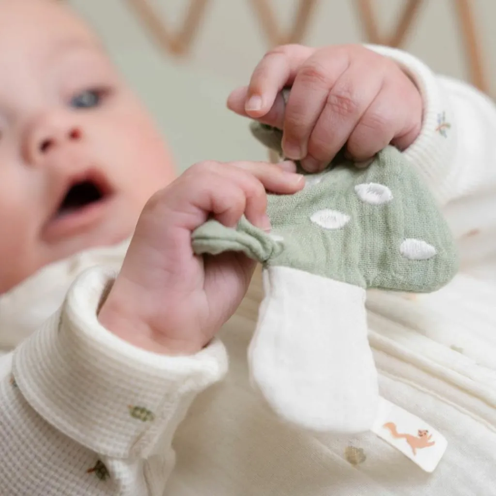 Online Doudou attache-tétine en gaze de coton Champignon Doudou Attache Sucette