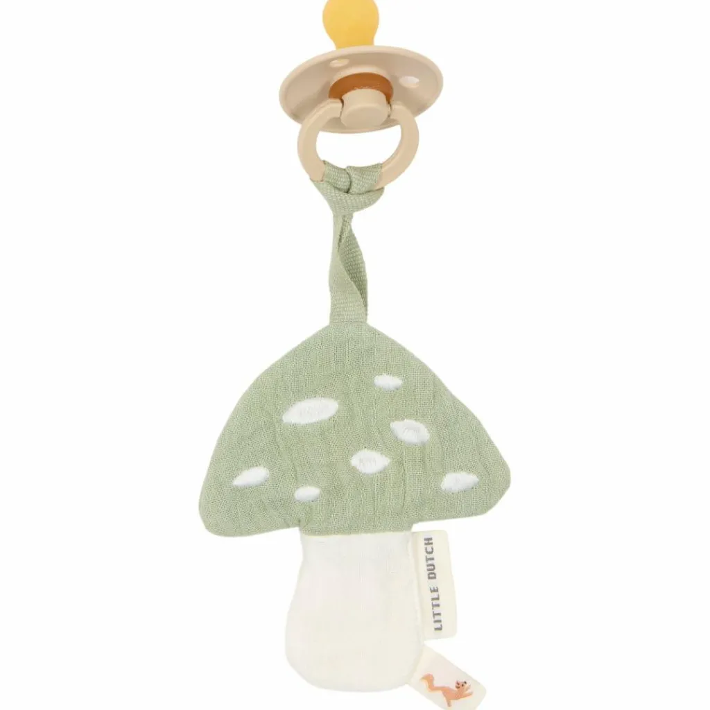 Online Doudou attache-tétine en gaze de coton Champignon Doudou Attache Sucette