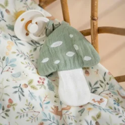 Online Doudou attache-tétine en gaze de coton Champignon Doudou Attache Sucette