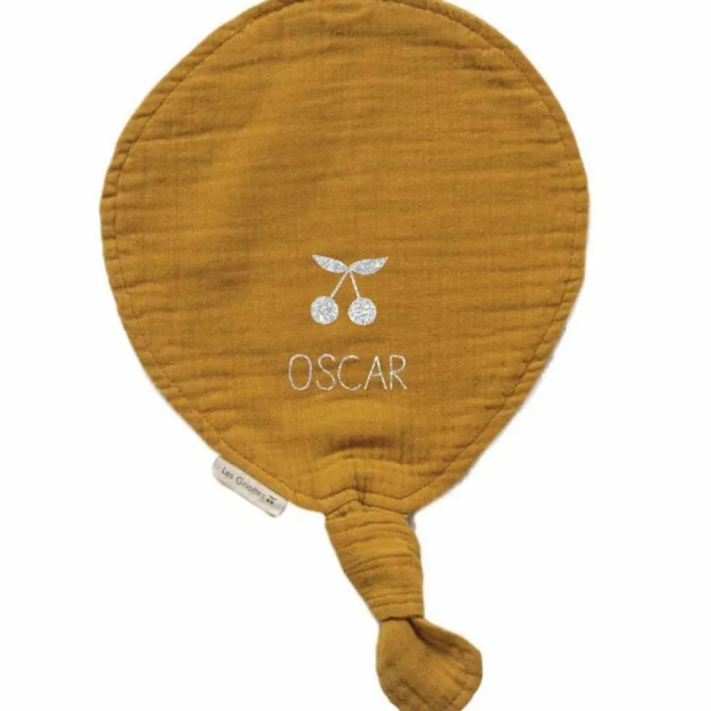 Doudou ballon Jaune moutarde (personnalisable) Doudou Plat