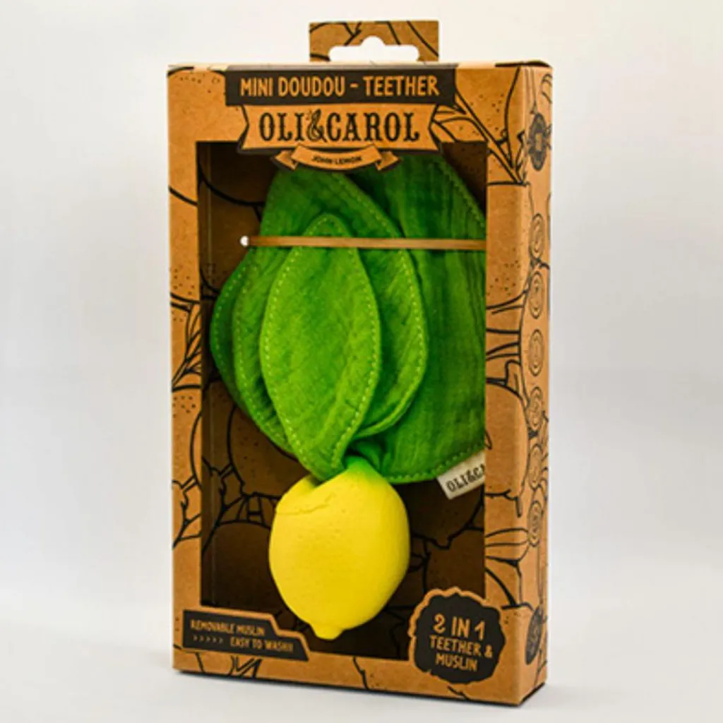 Sale Doudou de dentition 2 en 1 John Lemon Doudou Plat