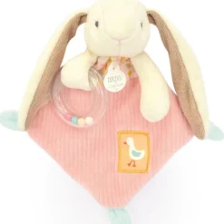 Doudou hochet Lapin Ciboulette Dans mon jardin (21 cm) Doudou Plat