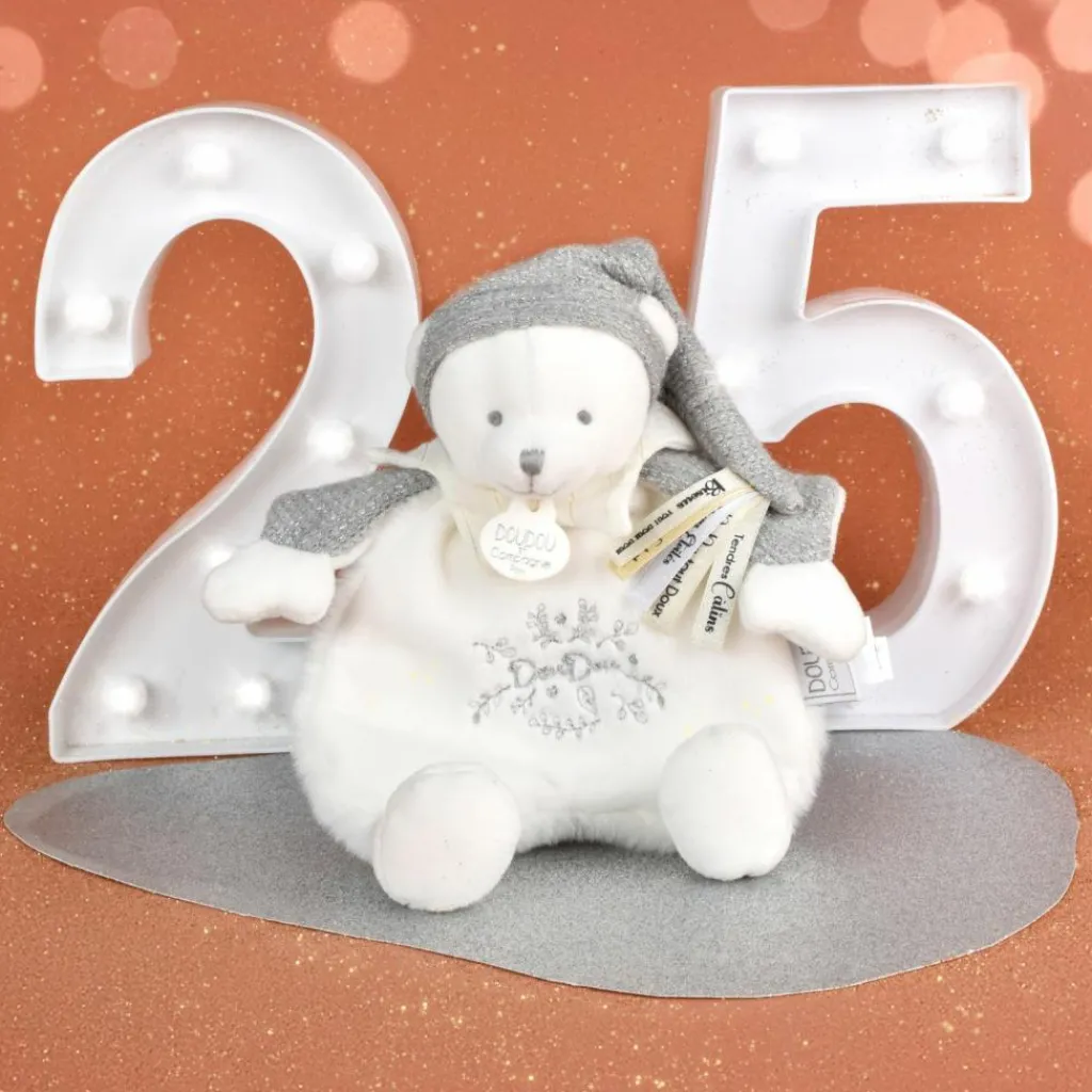 New Doudou Ours cape Argent (25 cm) Doudou Plat