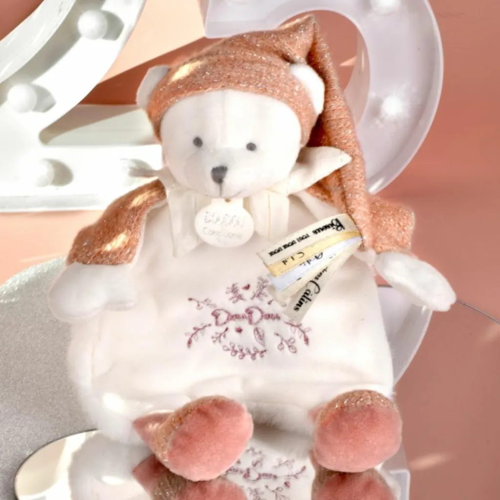 Sale Doudou Ours cape Rose (25 cm) Doudou Plat