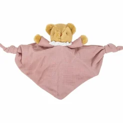 Doudou plat avec hochet Ours Vieux Rose Doudou Plat