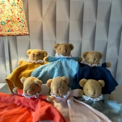 Clearance Doudou plat avec Hochet Ours Rose poudré Doudou Plat