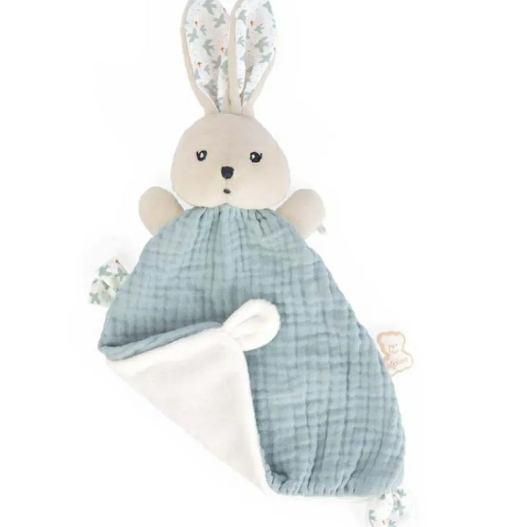 New Doudou plat lapin bleu Colombe K'doux Doudou Plat