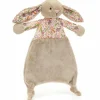 Hot Doudou plat Lapin en fleurs Beige Doudou Plat